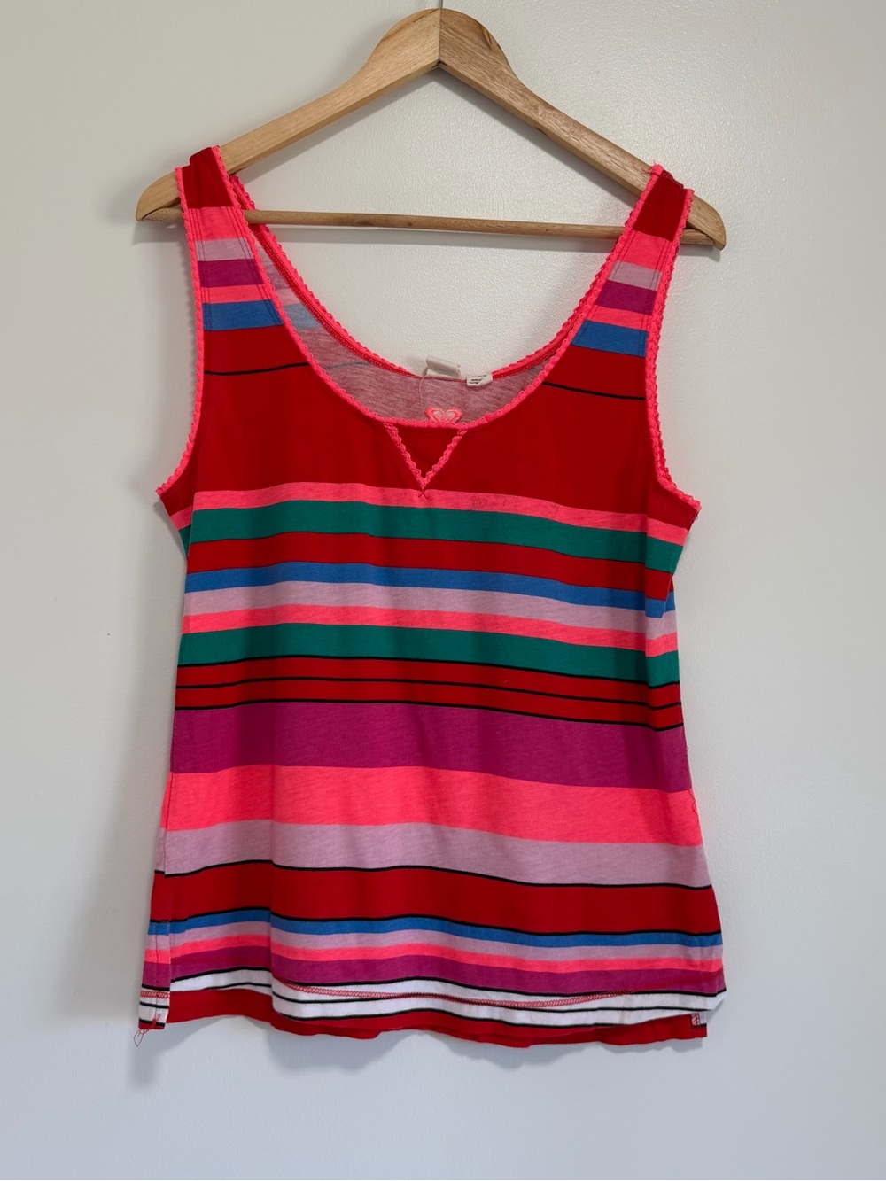 Roxy‎ Multi-Color Striped Lace-Trim Tank Top Size M